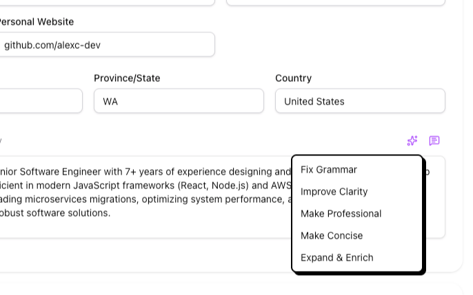 AI section optimization command list screenshot